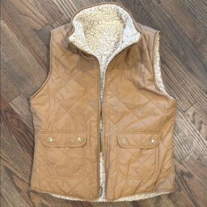 Tan Quilted Vest with Sherpa Lining